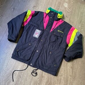 Vintage 90s Sergio Tacchini Neon Ski Jacket Large